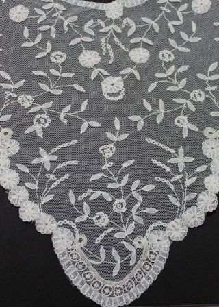 Antique Brussels Princess Net Lace Collar Dolls Crafts Costume Decor
