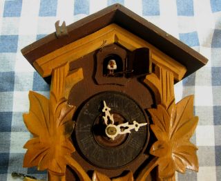 Vintage Regula Black Forest Germany Carved Bird And Leaves Old Cuckoo Clock