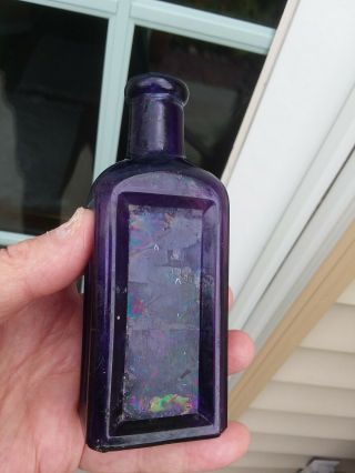 DEEP PURPLE SINGER SEWING MACHINE OIL BOTTLE NEEDLE & THREAD GRAPHIC EARLY 1900s 4