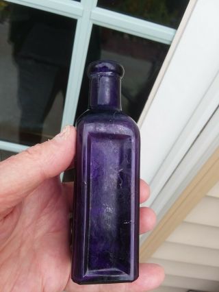 DEEP PURPLE SINGER SEWING MACHINE OIL BOTTLE NEEDLE & THREAD GRAPHIC EARLY 1900s 6