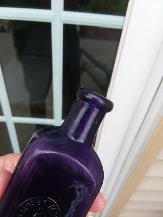 DEEP PURPLE SINGER SEWING MACHINE OIL BOTTLE NEEDLE & THREAD GRAPHIC EARLY 1900s 7