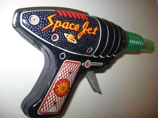 Vintage Yoshiya KO Tin Toy Space Jet Ray Gun Japan Made 3