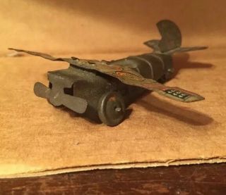 Japan Odan 1930s Litho Tin Penny Toy Airplane With American Flags Pre - War 3”