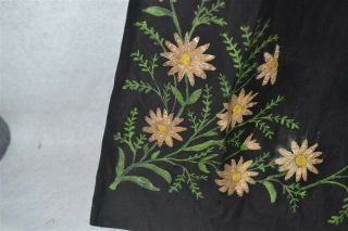 antique apron Civil War Era long half black cotton decorated 19thc 1860 2