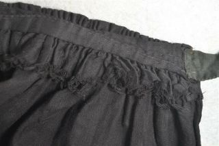 antique apron Civil War Era long half black cotton decorated 19thc 1860 3