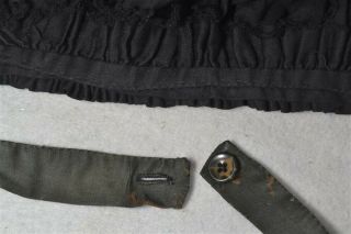 antique apron Civil War Era long half black cotton decorated 19thc 1860 4