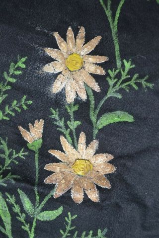 antique apron Civil War Era long half black cotton decorated 19thc 1860 5