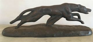 Art Deco 1930 Cast Iron Running Greyhound Doorstop - Lake City Malleable Foundry