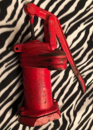 Antique Cast Iron Red Water Pump By Duplex Mfg.  Co.  Of Superior,  Wi.