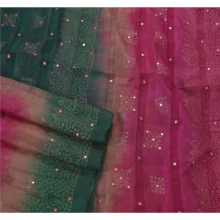 Sanskriti Vintage Dark Pink Saree Pure Silk Painted Woven Craft Fabric 5 Yd Sari