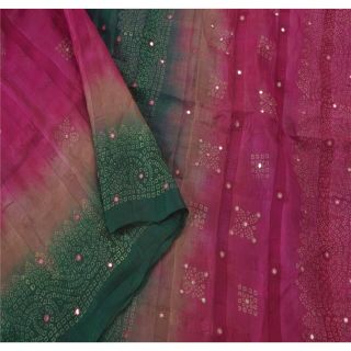 Sanskriti Vintage Dark Pink Saree Pure Silk Painted Woven Craft Fabric 5 Yd Sari 2