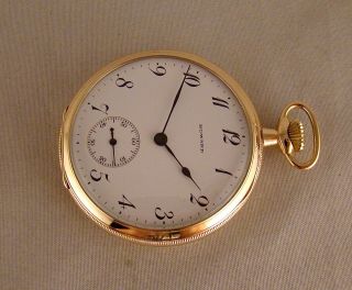 106 YEARS OLD E.  HOWARD 23j SERIES 8 14k GOLD FILLED OPEN FACE GREAT POCKET WATCH 8