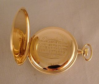 106 YEARS OLD E.  HOWARD 23j SERIES 8 14k GOLD FILLED OPEN FACE GREAT POCKET WATCH 9