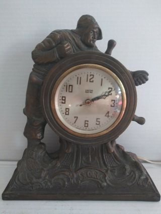 Rare Vintage United Electric Clock Corp N.  Y Bronze Nautical Ship Captain Clock