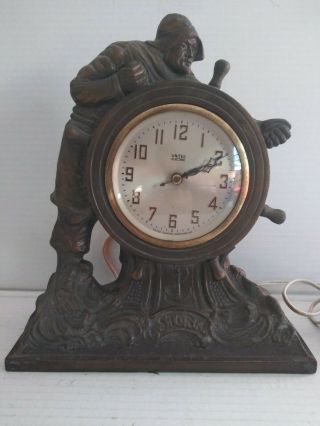 Rare Vintage United Electric Clock Corp N.  Y Bronze Nautical Ship Captain clock 2