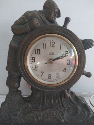 Rare Vintage United Electric Clock Corp N.  Y Bronze Nautical Ship Captain clock 3