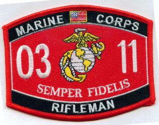 Usmc Marine Corps 0311 Rifleman Patch Veteran Mos Semper Fi Grunt Infantry