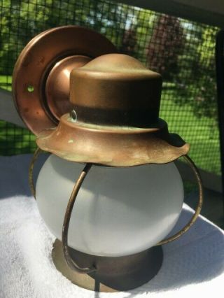 Midcentury Outdoor Home Porch Sconce Light Glass Copper 7.  5 X 4.  5 Inches Round