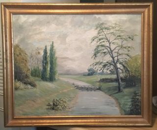 Fine Old American Arts & Crafts Era Tonalist Landscape Signed Oil Painting
