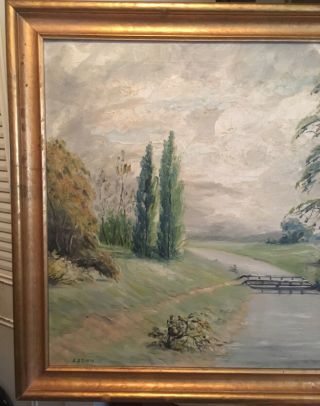 Fine Old American Arts & Crafts Era Tonalist Landscape Signed Oil Painting 2