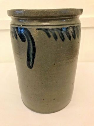 Stoneware 1 Gal Crock With Blue C1870 Strasburg Or Richmond Va