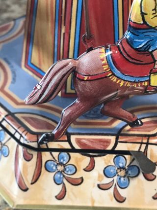 Wagner/Brunn Tin Horse/Jockey Toy Carousel With Lever Immaculate 4
