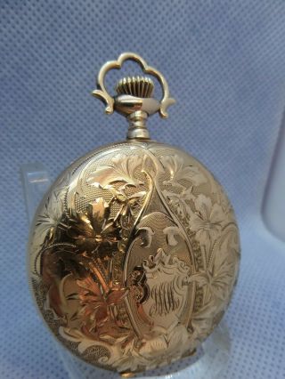 Antique Vintage 1915 Elgin Hunter Case Pocket Watch Engraved Case