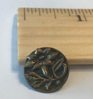 rare very old brass gold tone vintage antique floral flower metal button 739 2