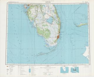 Russian Soviet Military Topographic Maps - Miami (usa),  1;1 000 000,  Ed.  1966