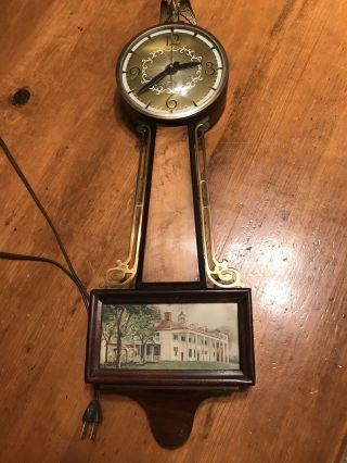 Antique Sessions Mount Vernon Banjo Electric Wall Clock.  Made in USA 2
