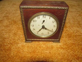 Rare Vintage 4 " Seth Thomas Shelf Mantel Wind Up Alarm Clock Severn Wood