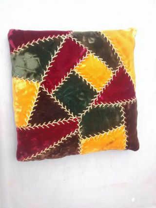 Antique Crazy Quilt Sewing Pillow Pin Cushion Graphite Filled Velvet/velour