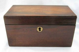 Antique Victorian English Walnut? Wood 2 Compartments Tea Caddy Box