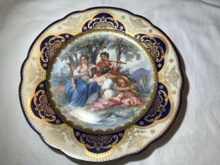 (n02) Pauly & Co 9 - 1/2 " Porcelain Cabinet Plate,  1800s Venice Italy Porcelain