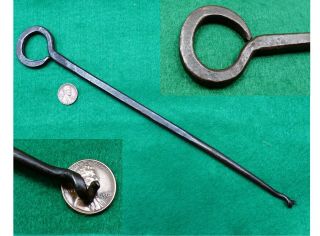 Antique Wrought Iron Tool - Old Primitive Loop Handle Steel Corkscrew