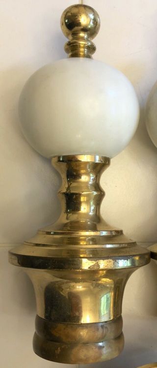 8 Vintage Marble,  Brass Bed Finial Post Top 2