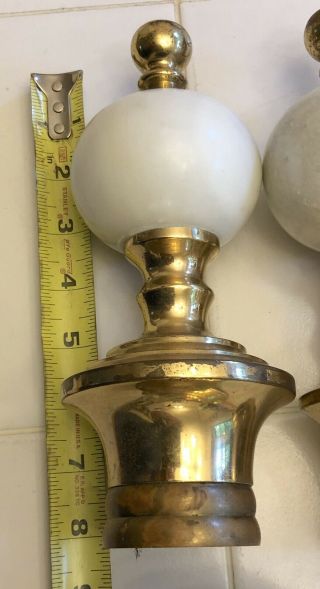 8 Vintage Marble,  Brass Bed Finial Post Top 8