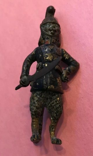 Austrian Vienna Bronze Cat Soldier Army Sword Antique C1900