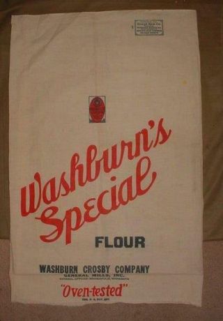 Vintage Washburn Crosby Flour General Mills Cloth Chase Grain Bag Feed Sack