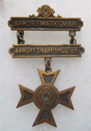 U.  S.  Spanish American War - Wwi Army Armory Marksman Sharpshooter Medal