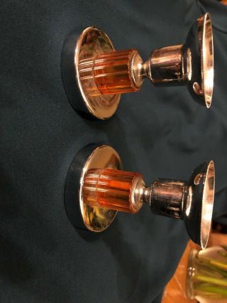 2 Piece Art Deco Faberware Chrome Candle Holders Apple Juice Bakelite
