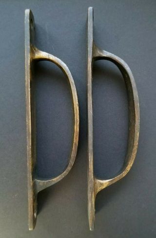 2 Antique Solid Brass Large Strong Gate Cabinet Trunk Chest Handles 6 - 3/8 