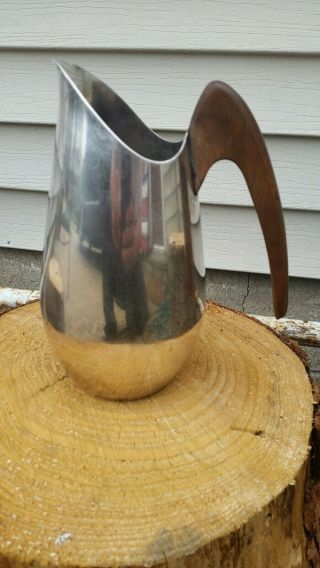 Mid Century Modern Coffee Tea Pot International Silver Co Walnut