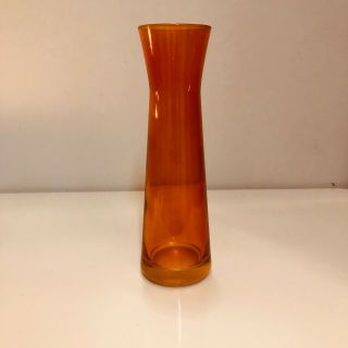 Vtg Mid - Century Modern Vase Modernist Angular Atomic Orange / Bright Amber Color