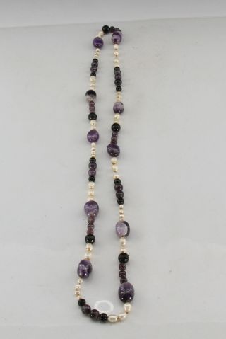 Chinese Exquisite Handmade Amethyst Pearl Necklace