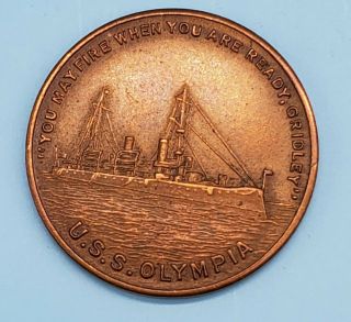 1898 Battle Of Manila Bay Token Made Of Propeller Of Uss Olympia Adm Deweys Ship