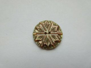 Gorgeous Antique Vtg Victorian Carved MOP Shell BUTTON w/ Incised Design (A) 2