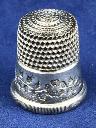 Vintage Simons Bros.  Sterling Silver Flower Vine Design Thimble Size 10