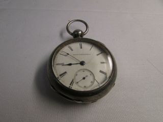 Antique 1883 Elgin Gm Wheeler 18s 13 Jewels Key Wind Coin Silver Pocket Watch