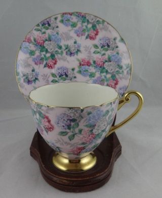 Vintage Shelley Chintz Hydrangea Summer Glory Tea Cup And Saucer Set,  England